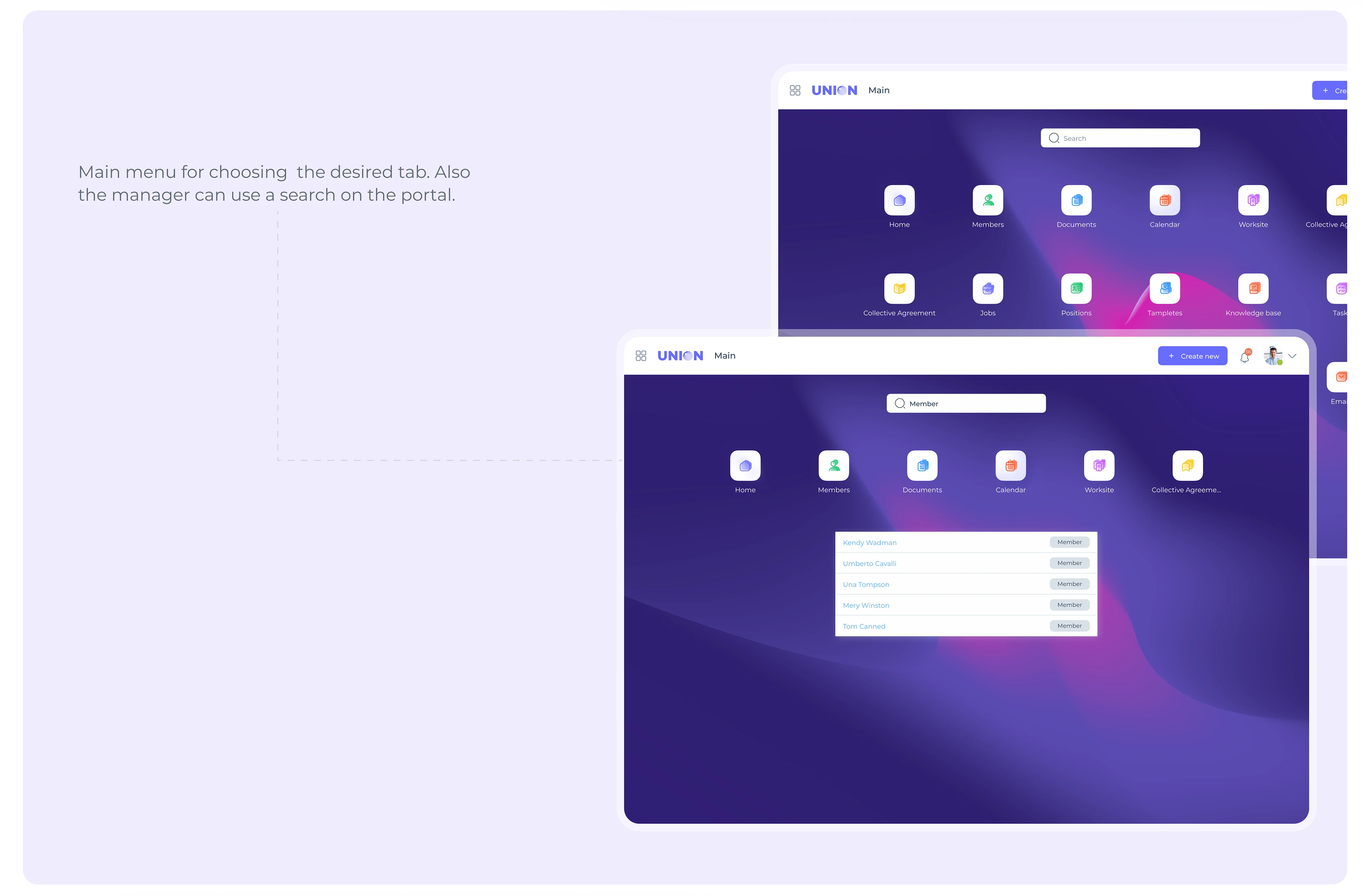 unions crm system ux-ui design